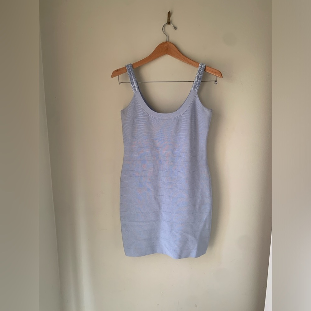 Marciano bondage dress Baby Blue Bodycon Tight Satin Sleeve